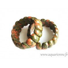 Bracelet plaquettes facettées et bombées d'Unakite