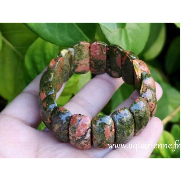 Bracelet mixte Unakite pierre qui apaise la jalousie ≡ Aquarienne.fr