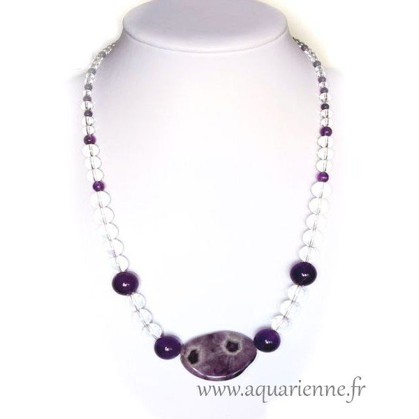 Collier Améthyste et Cristal de roche bijou de Créateur