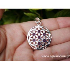 Pendentif Fleur de Vie Argent 925 et Améthyste