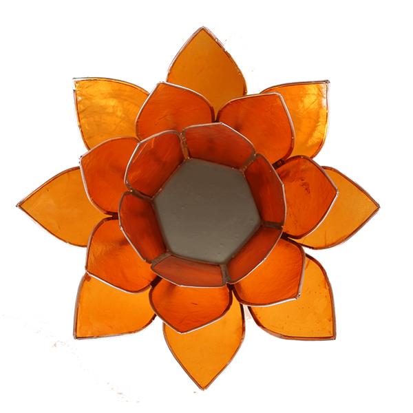 Porte bougie coquille de Capiz orange et argent