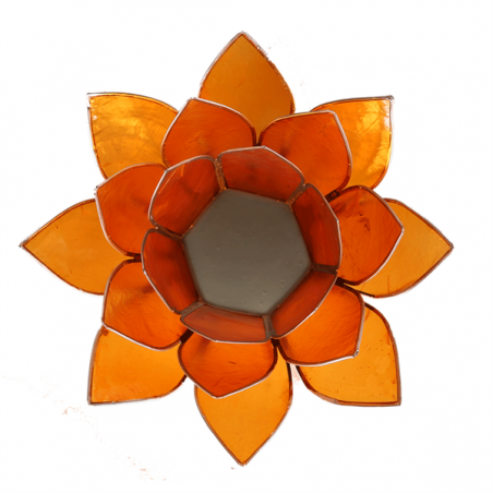 Porte bougie coquille de Capiz orange et argent