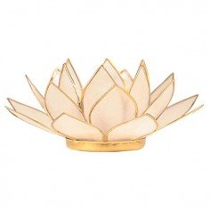 Photophore Lotus en coquille de Capiz Perle et Or ≡ Aquarienne.fr