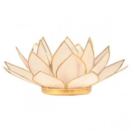 Photophore Lotus en coquille de Capiz Perle et Or ≡ Aquarienne.fr