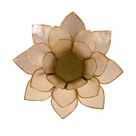 Photophore Lotus en coquille de Capiz Perle et Or ≡ Aquarienne.fr