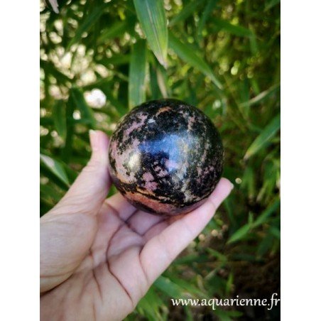 Sphère Rhodonite pierre d'estime de soi sur Aquarienne.fr