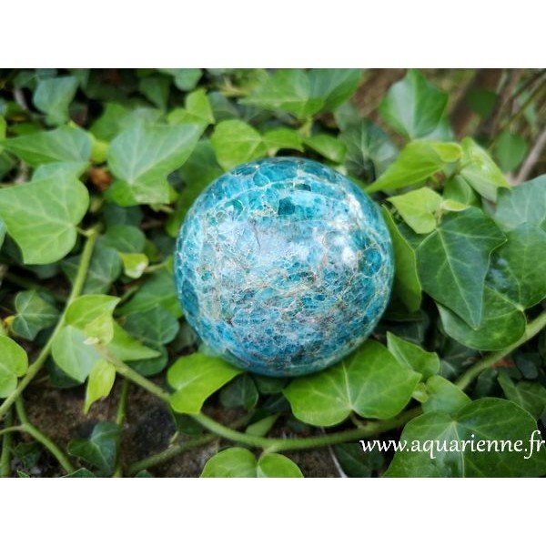 Apatite bleue sphère ø 7 cm- Revitalisation·Motivation ≡ Aquarienne.fr