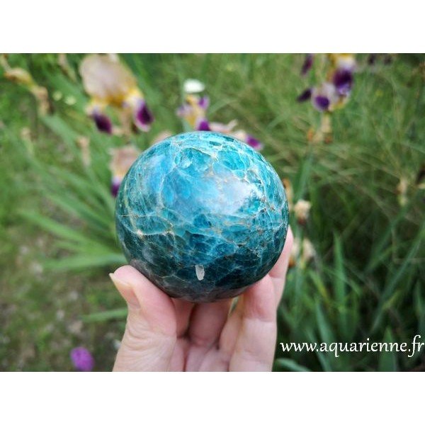 Apatite bleue sphère ø 7 cm- Revitalisation·Motivation ≡ Aquarienne.fr