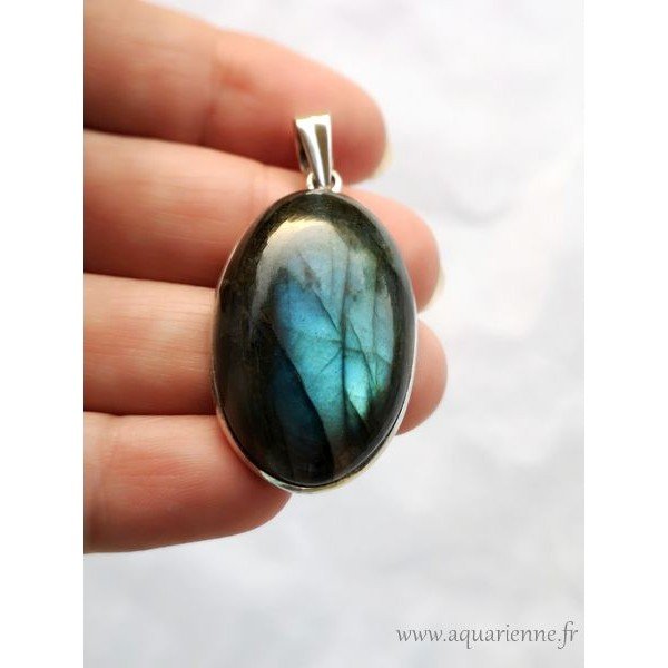 Pendentif Argent 925 & Labradorite|Pierre de Protection ≡Aquarienne.fr