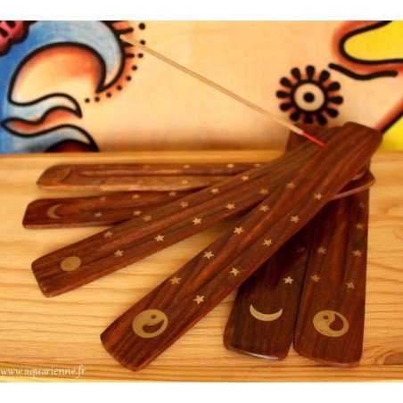 Porte Encens Bois Motif Symbolique