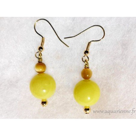 Boucles oreilles Serpentine et Oeil de Tigre "Positiva"- Création pièce unique