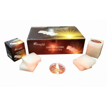 Camphre naturel 300g · 12 boîtes de 4 tablettes avec coupelle en métal dans chacune. Purification astrale des lieux. Anti-mites.