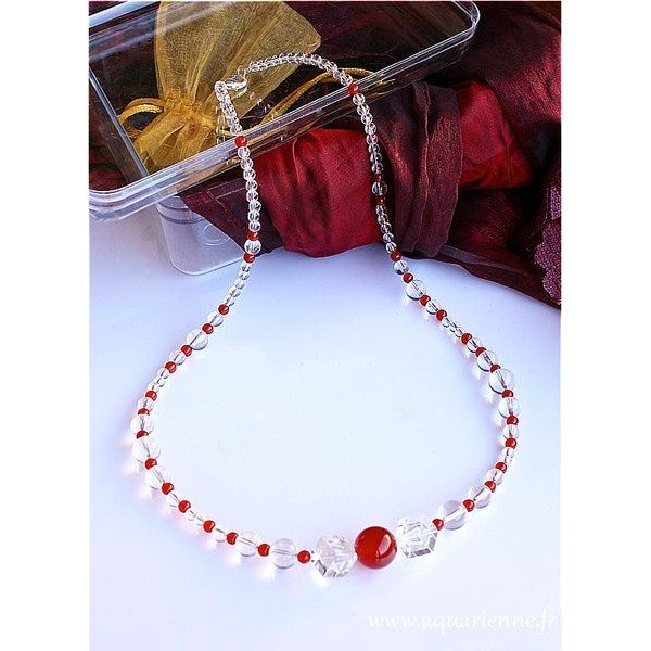 Collier ViVance en Cornaline et Cristal de roche