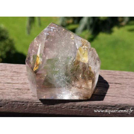 Quartz fumé à fantômes et inclusions · Pointe 7,7 cm