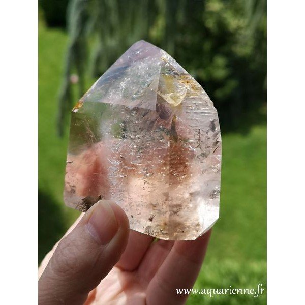 Quartz fumé à fantômes et inclusions · Pointe 7,7 cm