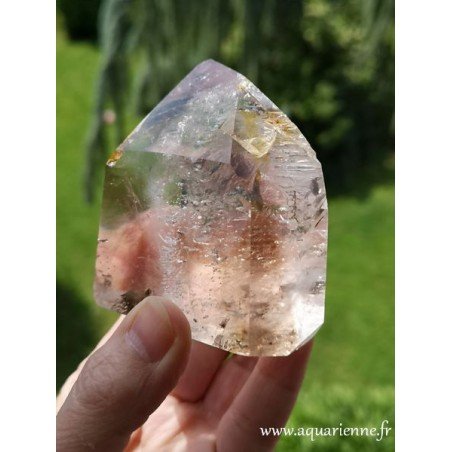 Quartz fumé à fantômes et inclusions · Pointe 7,7 cm