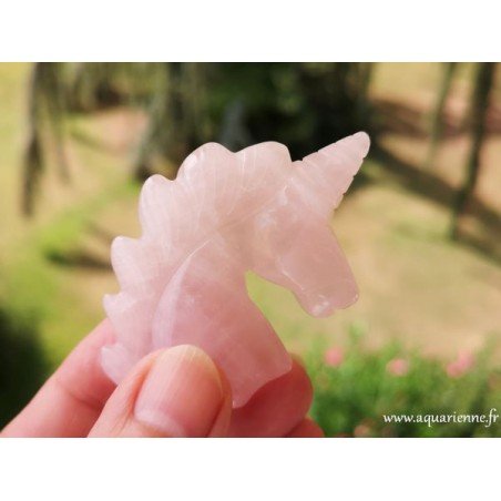 Statuette Licorne en Quartz rose