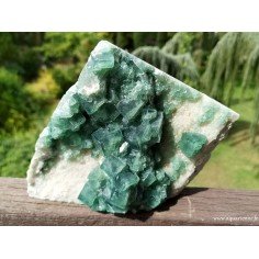 Ensemble de cubes de Fluorite verte sur gangue blanche