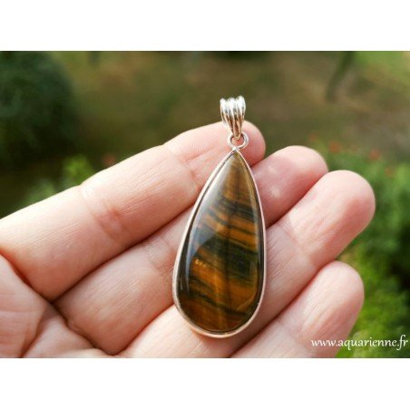 Pendentif Argent 925 et Oeil de Tigre