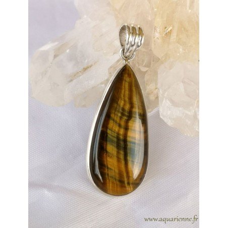 Pendentif Argent 925 et Oeil de Tigre