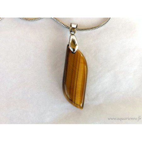 Œil de Tigre · Pendentif 4,5 cm forme flamme