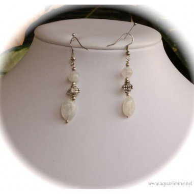 Parure Collier et Boucles d'Oreilles Pierre de Lune Splendeur