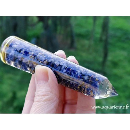 Orgonite et pierre de lapis lazuli, baguette d'énergie et de thérapie de 11 cm. Idée cadeau à offrir ou à s'offrir.