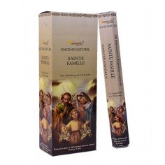 Encens Sainte Famille de la marque Aromatika. Boîte hexagonale de 20 bâtonnets d'encens naturel, parfum lotus.