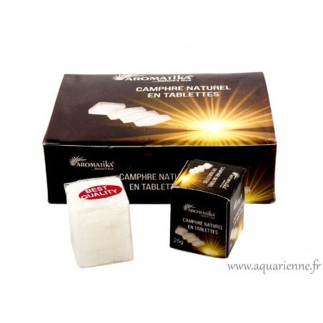 Camphre naturel Aromatika 300g - 12 boîtes de 4 tablettes de camphre à brûler dans la coupelle métal incluse. Purification.