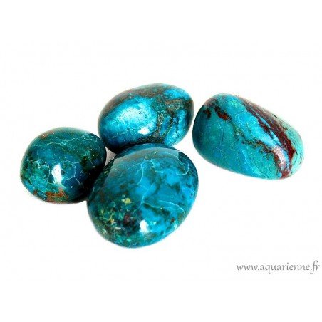 Chrysocolle pierre roulée de 2 à 4 cm au choix. Pierre de paix, favorise la joie et la communication vraie. Acheter des pierres.