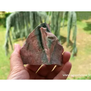 Héliotrope Jaspe sanguin, pierre brute de 198g et 7,5 cm. Enracinement, courage, protège du stress émotionnel.