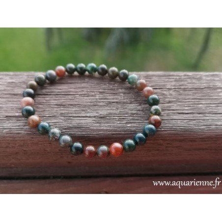 Bracelet Héliotrope. Apporte courage et aide la prise de décision en périodes difficiles. Bijou élastique, pierres boules 6 mm
