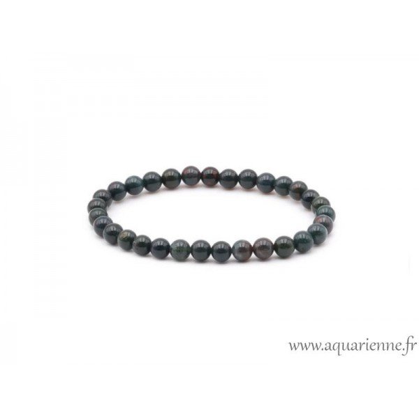 Bracelet Héliotrope - Pierres boules 6 mm sur élastique - Pierres naturelles - Origine Afrique du Sud