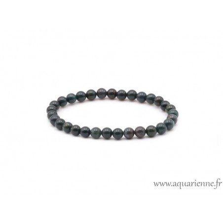 Bracelet Héliotrope - Pierres boules 6 mm sur élastique - Pierres naturelles - Origine Afrique du Sud