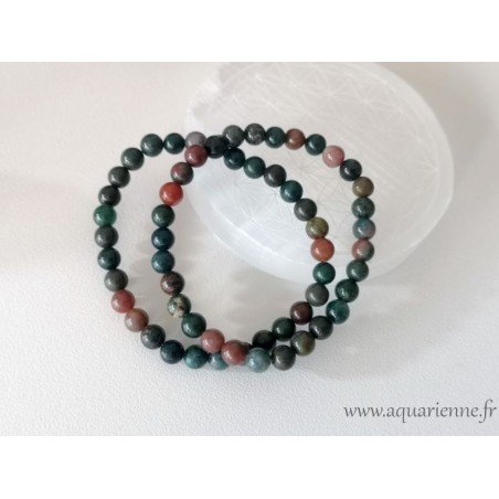 Bracelet Héliotrope. Apporte courage et aide la prise de décision en périodes difficiles. Bijou élastique, pierres boules 6 mm