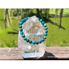 Bracelet Apatite bleue, pierres boules 8mm, qualité A+. Bijou élastique pour tours de poignets de 16 à 18 cm.