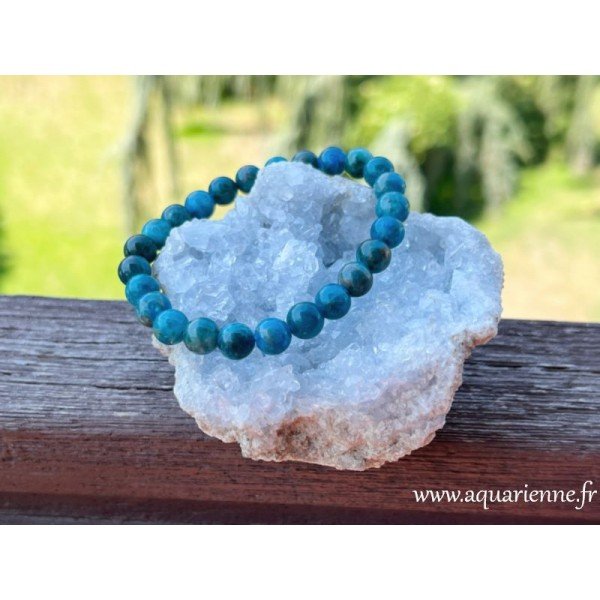Bracelet Apatite bleue, pierre naturelle de motivation, communication et inspiration, que vous pouvez acheter dès maintenant.