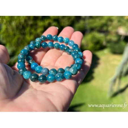 Bracelet Apatite bleue, pierre de motivation. Portez un bracelet et bénéficiez des vertus de l'Apatite au quotidien.