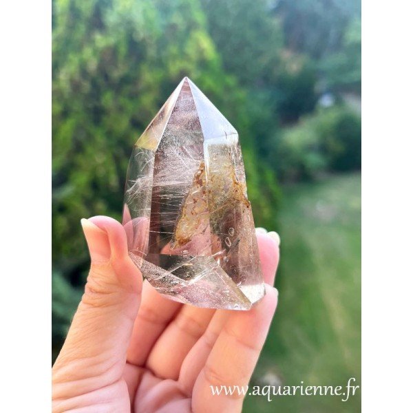 Prisme quartz fumé avec de belles inclusions. Idée cadeau à offrir ou à s'offrir.