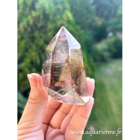 Prisme quartz fumé avec de belles inclusions. Idée cadeau à offrir ou à s'offrir.