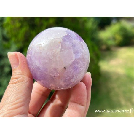 Sphère améthyste 58mm, pour lithothérapie, méditation, déco intérieure, feng-shui, collection minéraux...