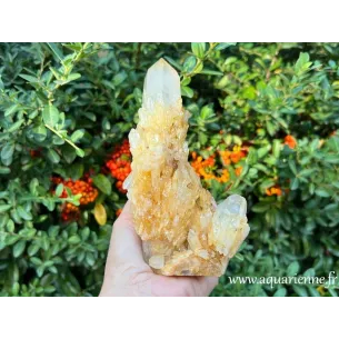 Quartz Céleste doré de Madagascar (Ambatofinandrahana). Poids : 730g - Hauteur : 18 cm. Pièce unique.