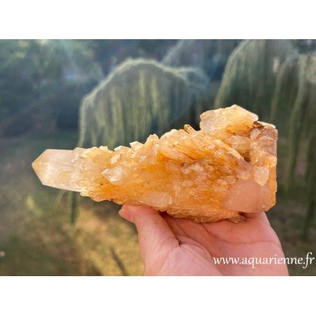 730 g Quartz Céleste ou Quartz Ananas doré de Madagascar. Pièce unique pour collection, feng-shui, lithothérapie, méditation...