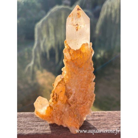 Quartz Céleste doré de Madagascar, lumineux groupe de cristaux. Pièce unique que vous pouvez acheter dès maintenant.