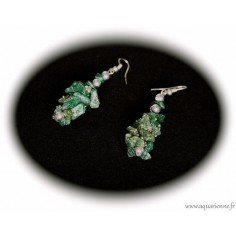Boucles d'Oreilles Chips d'Agate Mousse Façon Grappe