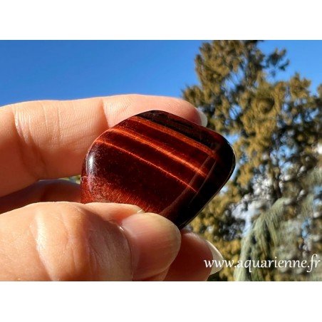 Œil de taureau ou Œil de tigre rouge - Pierre roulée 2 à 4 cm - Force, courage, protection, prospérité.