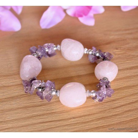 Bracelet Améhtyste et Quartz Rose