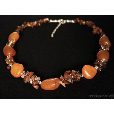 Collier Œil de Tigre et Agate Jaune Chance