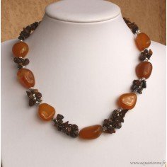 Collier Œil de Tigre et Agate Jaune Chance