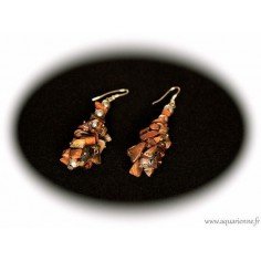 Boucles d'Oreilles Grappe en Chips Œil de Tigre